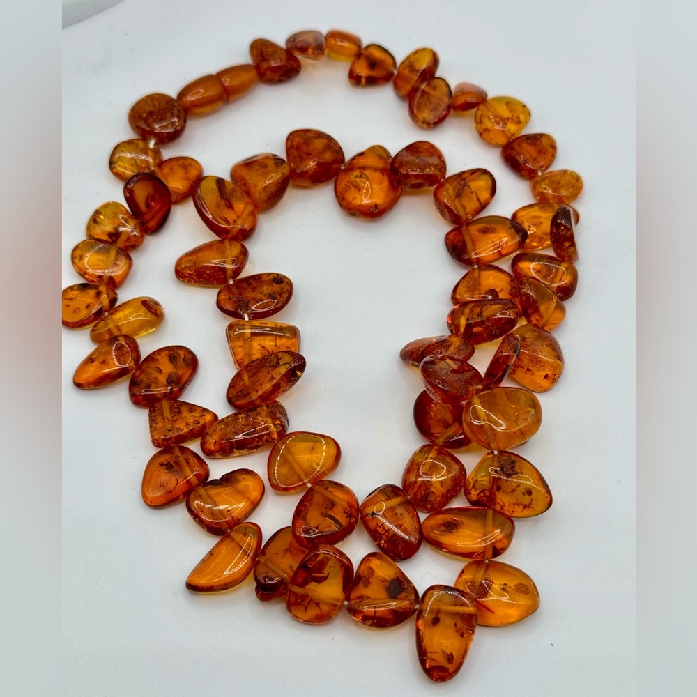 Genuine Baltic Amber Necklace with Amber Screw Clasp 24" Long - Picture 14 of 17